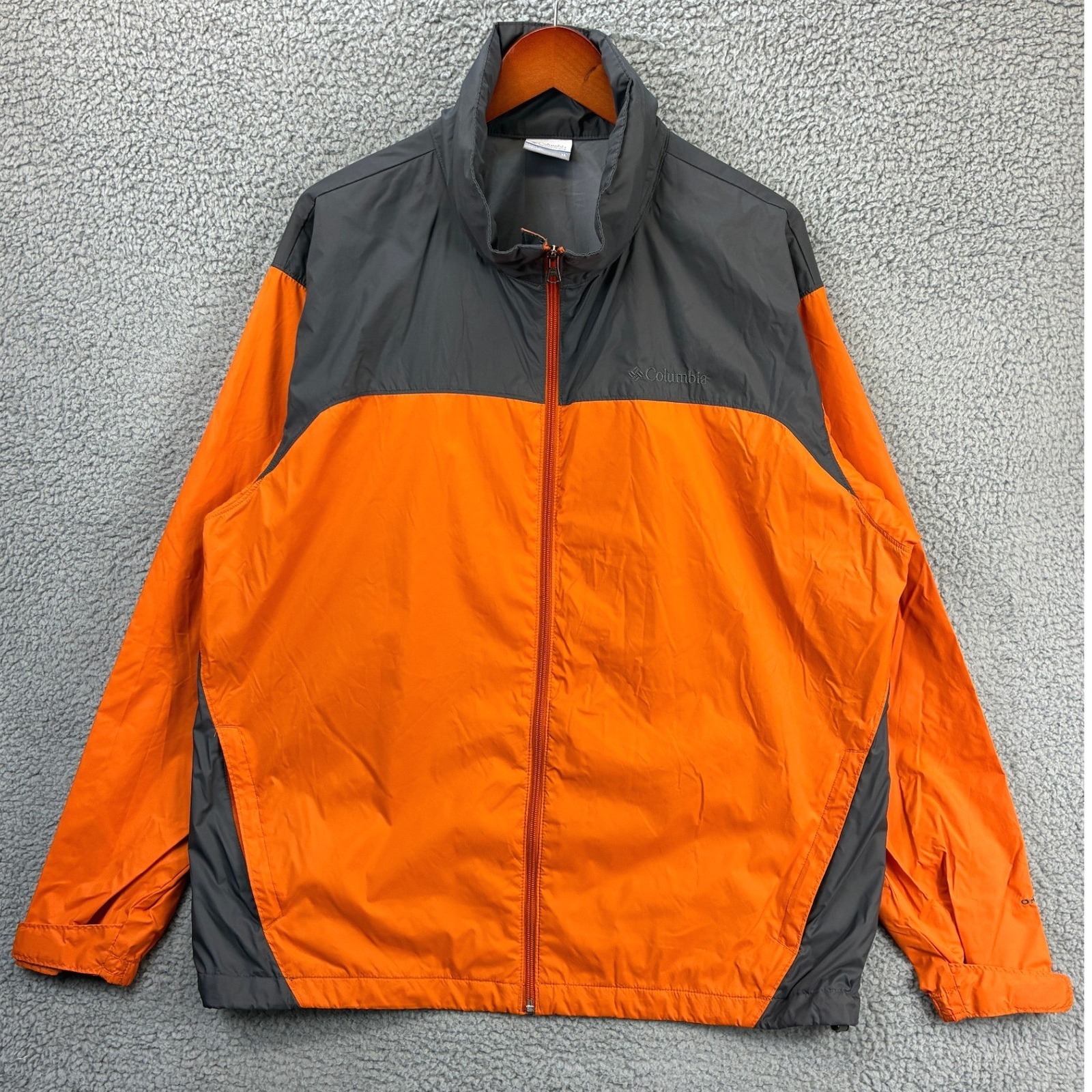 Columbia Omni-Shield Windbreaker Jacket Mens Xl Orange Gray Full Zip Hiking